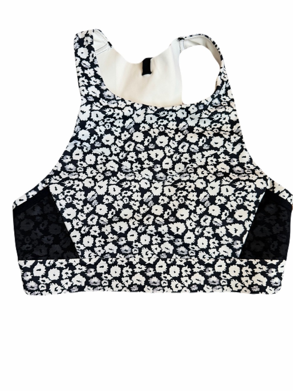 Brooks Black White Floral Sports Bra 30A/B running, high impact workouts
